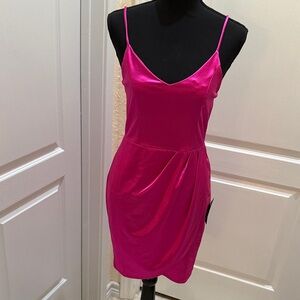 Lulu's Vibrant Pink Satin Slip Dress